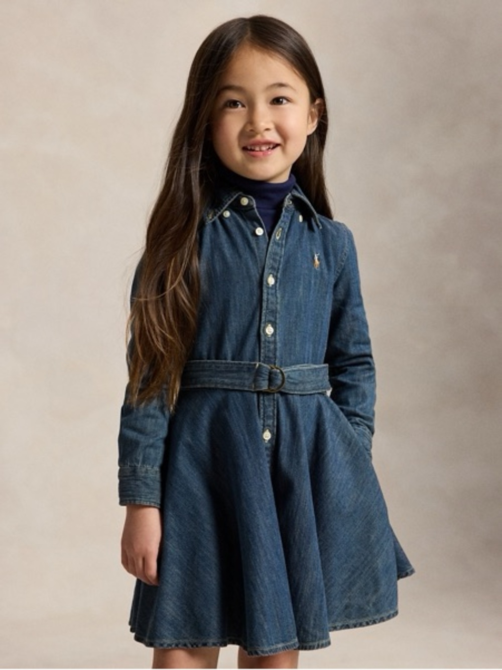 Ralph Lauren Belted Cotton Indigo Denim Shirtdress $70